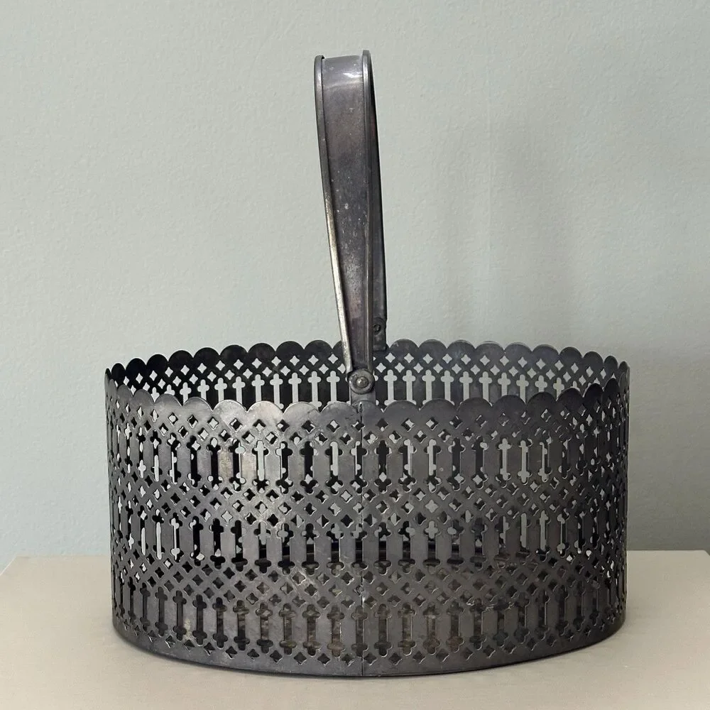 Vtg International Silver Co Handle Basket Ornate Home Decor Art Nouveau Rococo